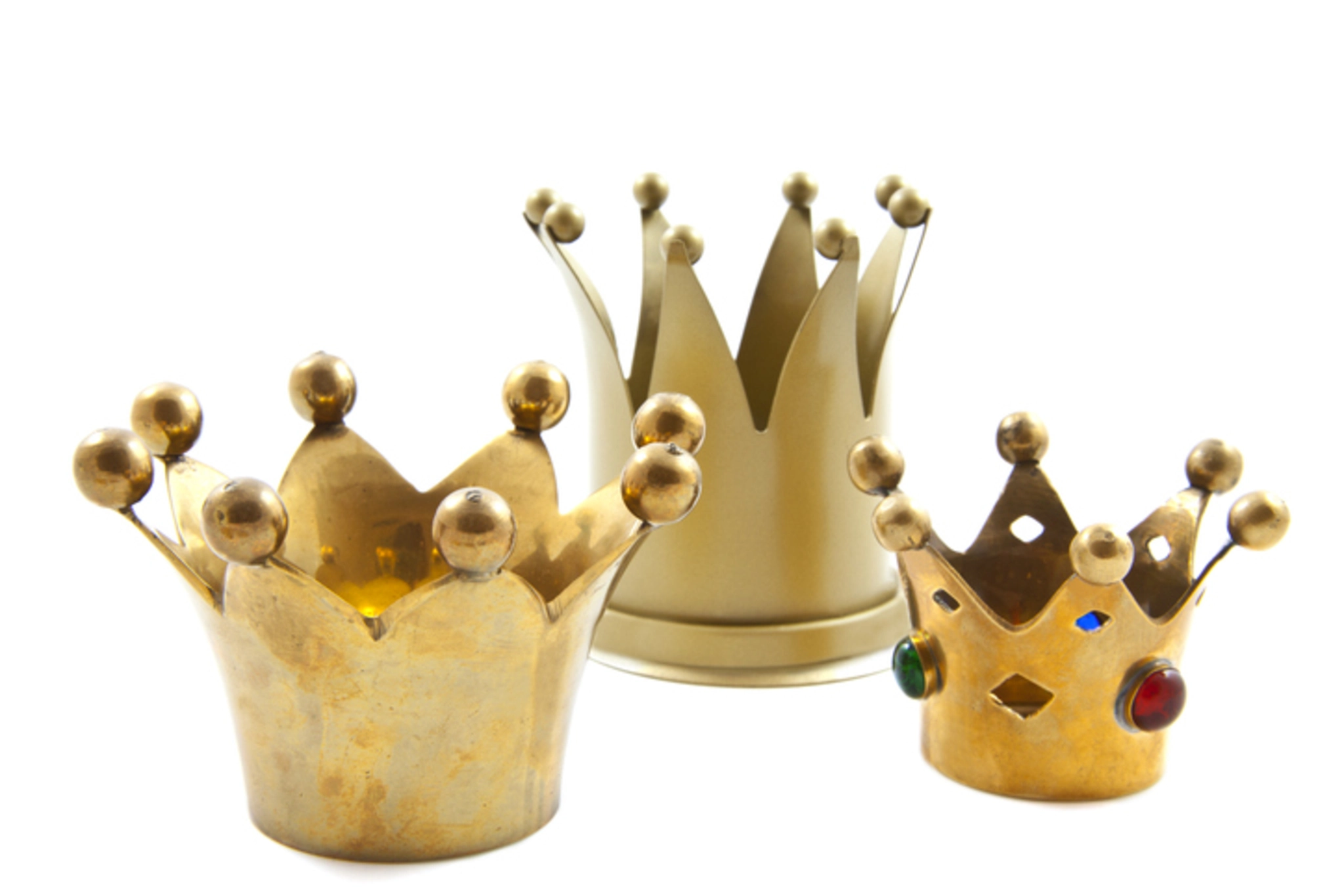 Three crowns with a white background.