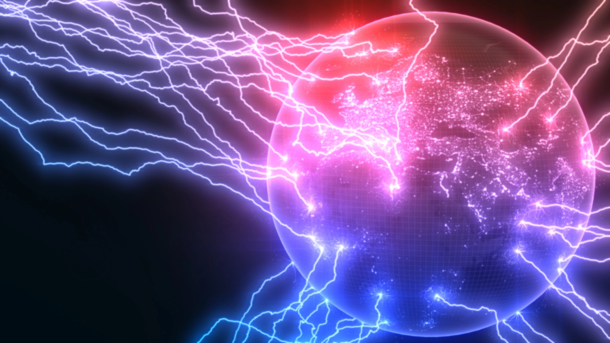 A globe with lightning coming out of it