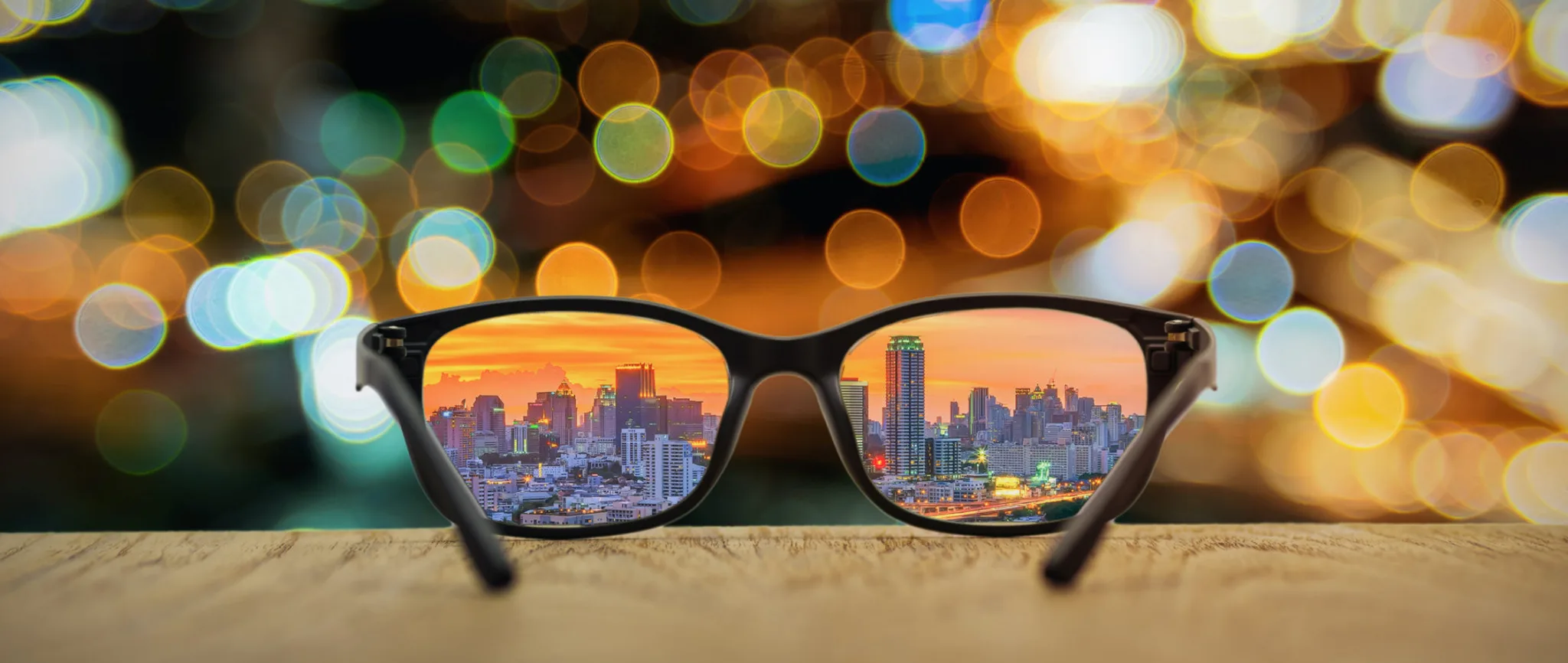 Cityview Through Glasses Clarity Through Fuzziness Cropped