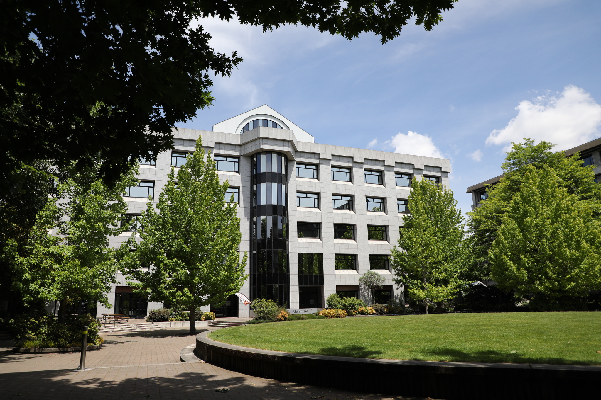 white building with grass